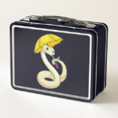 Schlange mit Regenschirm Metall Brotdose (Rückseite)