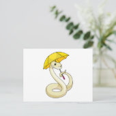 Schlange mit Regenschirm Postkarte (Stehend Vorderseite)