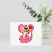 Schlange mit Rose Postkarte (Stehend Vorderseite)