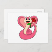 Schlange mit Rose Postkarte (Vorne/Hinten)