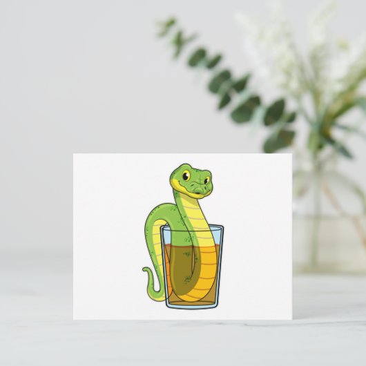 Schlange mit Saft Postkarte (Stehend Vorderseite)
