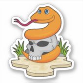 Schlange mit Schädel Aufkleber (Vorderseite)