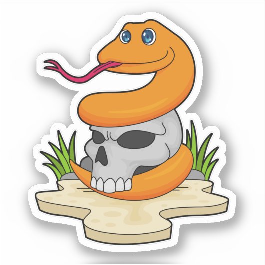 Schlange mit Schädel Aufkleber (Vorderseite)