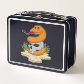 Schlange mit Schädel Metall Brotdose (Vorderseite)