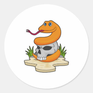Schlange mit Schädel Runder Aufkleber
