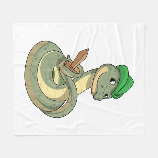 Schlange mit Schwert Fleecedecke (Vorderseite (Horizontal))