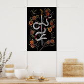 Schlange mit Schwert und Pfirsichen Dark Academia  Poster (Küche)