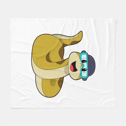 Schlange mit Schwimmbrille Fleecedecke (Vorderseite (Horizontal))