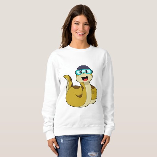 Schlange mit Schwimmbrille Sweatshirt (Vorne ganz)