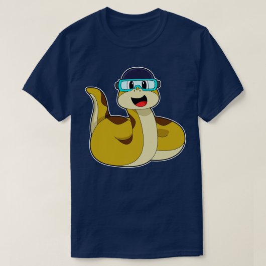 Schlange mit Schwimmbrille T-Shirt (Design vorne)