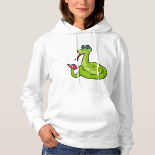 Schlange mit Sonnenbrille & Buch Hoodie