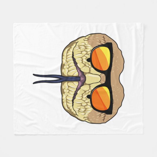 Schlange mit Sonnenbrille Fleecedecke (Vorderseite (Horizontal))