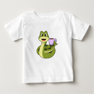 Schlange mit Tasse Kaffee Baby T-shirt