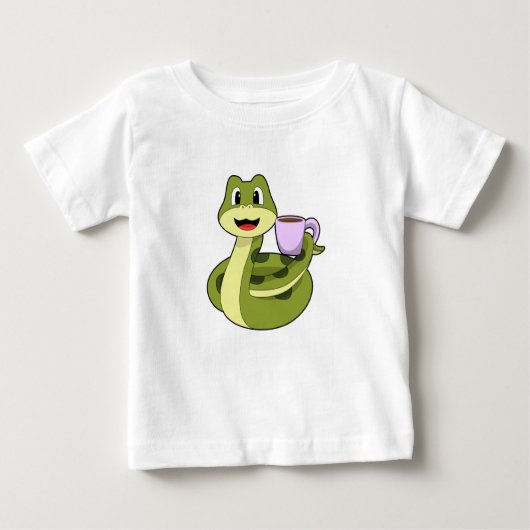 Schlange mit Tasse Kaffee Baby T-shirt (Vorderseite)