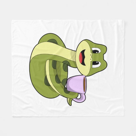 Schlange mit Tasse Kaffee Fleecedecke (Vorderseite (Horizontal))