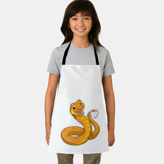 Schlange mit Tasse Kaffee Schürze (Insitu)