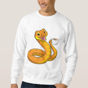 Schlange mit Tasse Kaffee Sweatshirt