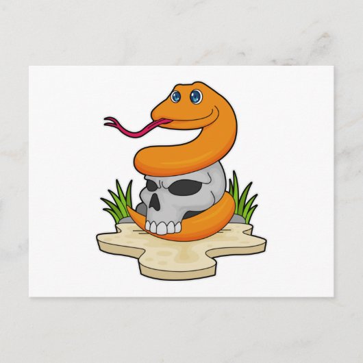 Schlange mit Totenkopf Postkarte (Vorderseite)
