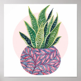 Schlange Pflanze Farbige Aquarellbilder Poster