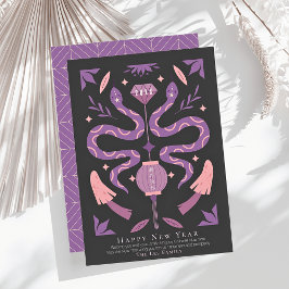 Schlange & Pilz Schwarzes Foto Chinesisches Neujah Feiertagskarte