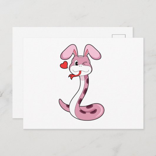 Schlange Rabbit Herz Postkarte (Vorne/Hinten)