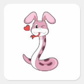 Schlange Rabbit Herz Quadratischer Aufkleber (Vorderseite)