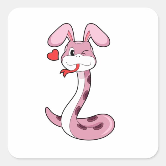 Schlange Rabbit Herz Quadratischer Aufkleber (Vorderseite)