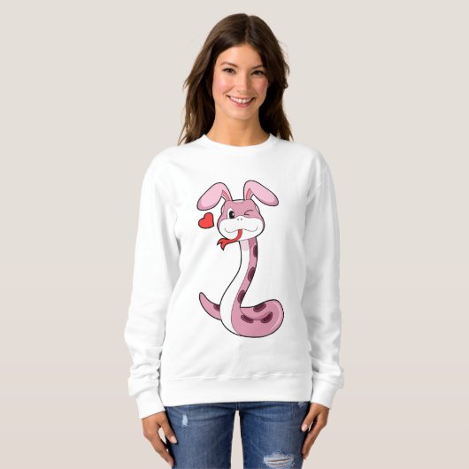 Schlange Rabbit Herz Sweatshirt (Vorne ganz)