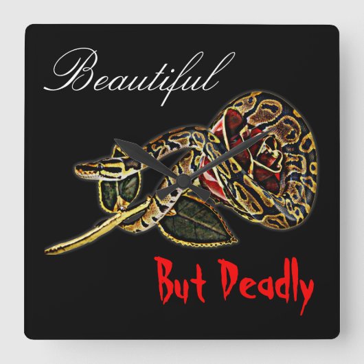 Schlange Rose Quadratische Wanduhr (Vorderseite)