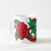Schlange Rund um die Rote Rose Schlange Kaffeetasse (Vorderseite Links)