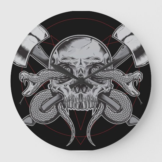 Schlange, Schädeluhr, mit AXES Große Wanduhr (Vorderseite)