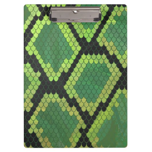 Schlange Schwarz und Grün Klemmbrett (Vorderseite)