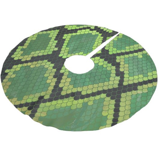 Schlange Schwarz und Grün Polyester Weihnachtsbaumdecke (Schrägansicht)