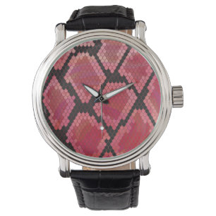 Schlange Schwarz und Rot Print Armbanduhr