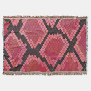 Schlange Schwarz und Rot Print Decke