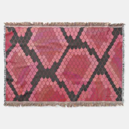 Schlange Schwarz und Rot Print Decke (Vorderseite)