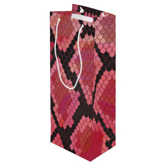 Schlange Schwarz und Rot Print Geschenktüte Für Weinflaschen (Rückseite Schrägansicht)