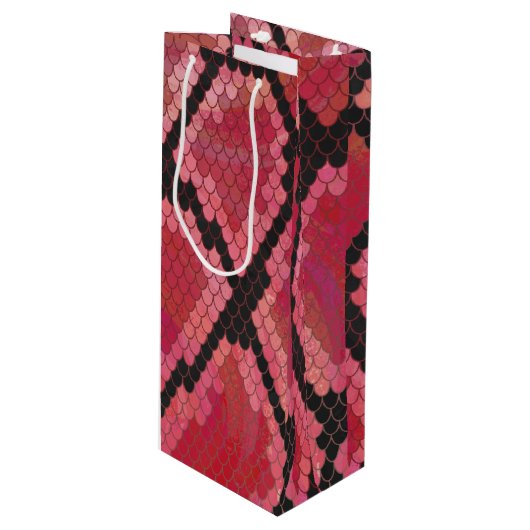 Schlange Schwarz und Rot Print Geschenktüte Für Weinflaschen (Vorderseite Schrägansicht)