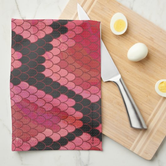 Schlange Schwarz und Rot Print Geschirrtuch (Viertel Falte)