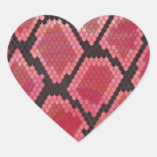 Schlange Schwarz und Rot Print Herz-Aufkleber (Vorderseite)