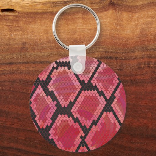 Schlange Schwarz und Rot Print Schlüsselanhänger (Vorderseite)