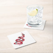 Schlange Schwarze und Rote Silhouette Rechteckiger Pappuntersetzer (Vor Ort)