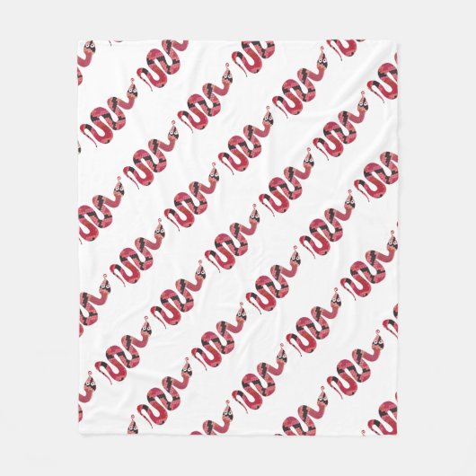 Schlange Schwarze und Rote Silhouetten Fleecedecke (Vorderseite)