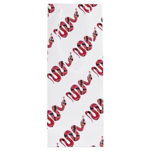 Schlange Schwarze und Rote Silhouetten Geschenktüte Für Weinflaschen (Rückseite)