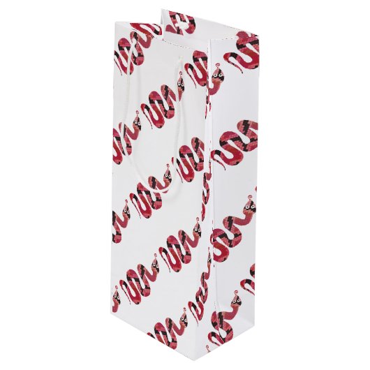 Schlange Schwarze und Rote Silhouetten Geschenktüte Für Weinflaschen (Vorderseite Schrägansicht)