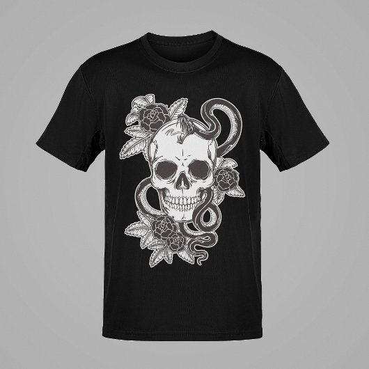 Schlange Skull Schwarz/Weiß Grafik Art Stilmittel T-Shirt