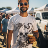 Schlange Skull Schwarz/Weiß Grafik Art Stilmittel T-Shirt