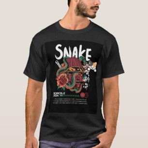 Schlange & süßes Haustier-Katze Design T-Shirt