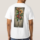 Schlange umwickelt um dagger Tatoo-Design T-Shirt (Rückseite)