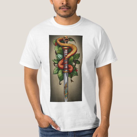 Schlange umwickelt um dagger Tatoo-Design T-Shirt (Vorderseite)